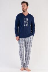  Férfi hosszú ujjú pizsama 3032981012 4XL, sötétkék (3032981012)
