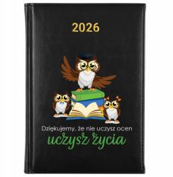 FunnyCase Naptár Fekete A5 2026 Ajándék Határidőnapló Pedagógusnap Életet tanít (Kalendarz Czarny Uczysz Życia)