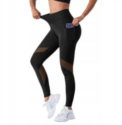  Magas derekú leggings zsebekkel, női, puha, rugalmas jóganadrág, XL