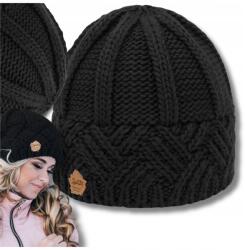 EdiBazzar Női kötött téli sapka beanie őszi bélelt fekete vastag meleg (5905884078822)