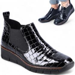 Rieker Női Bőr Bokacsizma 38 Rieker Kényelmes Bebújós Bokacsizma Meleg Platform (Rieker 53794-01)