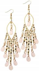  Hosszú, keleti stílusú fülbevaló fehér kristályokkal és rojtokkal, női, boho, arany színű (5905884072615)