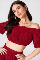 NA-KD F5B304*NA-KD Felső Piros Hímzett Pamut