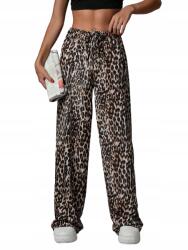 Shein Shien Leopárdmintás Laza Nadrág Megkötős Derékrésszel Casual 40 L__L
