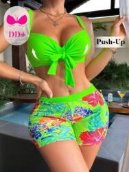 Shein DC26202 Shein Kétrészes Fürdőruha Trópusi Neon Mintás 85DD