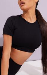 Prettylittlething Fekete Varrat Nélküli Rövid Ujjú Felső Prettylittlething L
