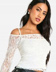Boohoo Fehér Rövid Pántos Csipkés Hosszú Ujjú Felső Boohoo 40