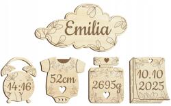 Kreatywne Myślenie Fából készült baba születés mérő ajándék név gravírozás ajándéktárgy (25592)