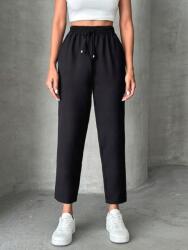 Shein FC33216 Shein Petite Jogger Nadrág Fekete Magas Derekú Gumis (41) Xs