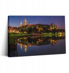 Wallfluent Canvas Vászonkép Hálószobába Szerelésre Kész Wawel Éjszakai Visztula 30x20 cm (010030010150000075445)