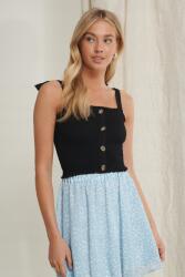 NA-KD Fekete Fodros Felső Gombokkal S