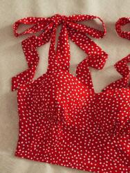 Shein FC13306 Shein Mintás Crop Top Kötött Vállpántokkal (40) M