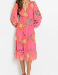 Bonprix 36/38-as midi ruha, rózsaszín, 100% poliészter, háló 95% poliészter