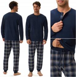 Henderson Férfi Pizsama Henderson Honor hosszú ujjú szett 100% Pamut 3XL (HONOR NAVY)