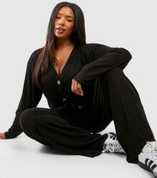 Boohoo LC65222 Boohoo Bordázott Hosszú Ujjú Blúz XXL Gombokkal