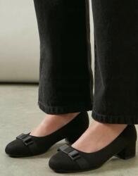  Fekete Magassarkú Cipő Kerek Orrú Masnis Ekozamsz Wallis 39-ES (BYY13379)