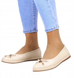 Filippo Bézs Bőr Balerinacipő Filippo Platformon Könnyű Kényelmes Bebújós Cipő (iBUTY 6856 BEŻOWE)
