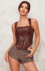 Prettylittlething WC21107 Fűzős Felső Öko Bőr Vállpántokkal Prettylittlething (11) Xs