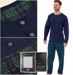 Cornette Férfi hosszú ujjú pizsama zöld kockás sötétkék pamut M (458/266)