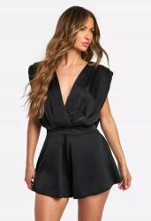 Boohoo Fekete Szatén Overál Kötött Nyitott Hát Klasszikus Boohoo 36