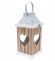 Trend-Deco Természetes fából készült lampion gyertyatartó dekoráció terasz erkély nappali 30cm (TD00273)