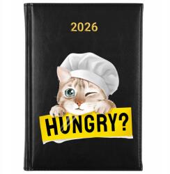 FunnyCase Könyvnaptár 2026 Hungry? Fekete tervező Időzítő Ajándék Minták (Kalendarz Czarny HUNGRY?)