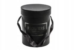  Flowerbox kerek doboz fedéllel fekete 18cm (ART17139)