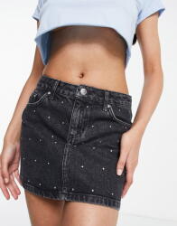 Miss Selfridge Fekete Mini Szoknya Strasszokkal (36) (529331)