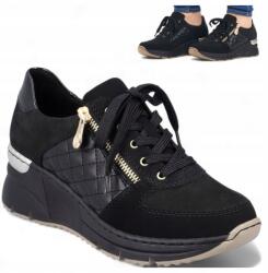 RIEKER női bőr tornacipő 38-as talppal, kényelmes, fűzős fűzött cipő (Rieker N6314-00)