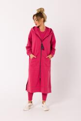 MOE Hosszú Sima Női Cipzáras Kapucnis Pulóver Rózsaszín 44/46 2XL/3XL