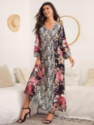 Shein Maxi Ruha, mintás, fodros, hosszú ujjú, Size 34