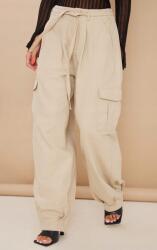 Prettylittlething Bézs Baggy Nadrág Széles Szárú Öv Zsebek Prettylittlething 44