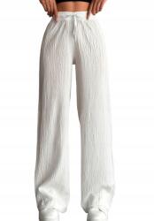 Shein Alacsony Szárú Nadrág Fehér Casual Fodros L 1_A