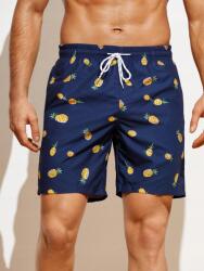 Shein Úszónadrág Férfi Rövidnadrág Sötétkék Print L__L