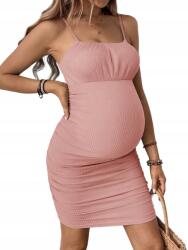 Shein Kismama Ruha Pamut Rózsaszín Térd Alá Érő Fodros 38 M__M