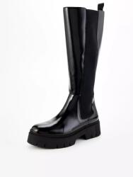 HUGO Fekete Lakkozott Magasszárú Csizma (38) (597296)