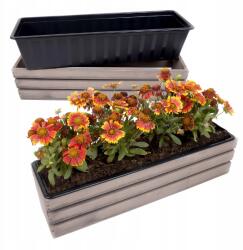 Eco Deco Fa Virágláda Fűszernövények Erkély Műanyag Erkély Betét 60CM (skrzynka60szara)