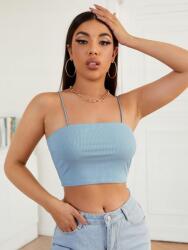 Shein Felső Kék Rövid Elasztikus Vállpántokkal 34 Xs__xs