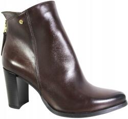 Simen 8057A 38- Méret barna bőr női bokacsizma sarokkal (8057A)