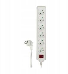 DPMSolid Hosszabbító kábel kapcsolóval, 6 aljzat, fehér, 3 m (63.7020)