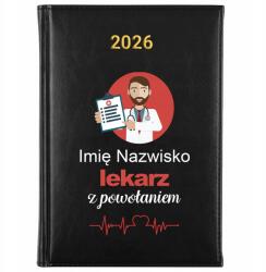 FunnyCase Könyvnaptár 2026 Orvos Hivatással Fekete Tervező Ajándék Minták (Kalendarz Czarny LEKARZ Z POWOŁANIEM)