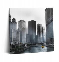 Wallfluent Fotó Vászonkép Canvas Nappaliba Fa Keret Csónak Város Panorámával 60x60 cm (010030010270000075656)