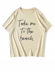 Shein Curve T-shirt Bézs Nyomtatott Fekete Casual 44 XXL __XXL