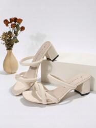 Shein IC01302 Shein Bézs Sima Klasszikus Magassarkú Flip-flop Papucs (37) 39 (sx2304112815573485)