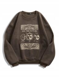 Shein DC27305 Shein Nyomott Mintás Hosszú Ujjú Női Pulóver S