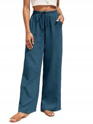 Shein Kék Vadásznadrág Pamut Egyenes Magas Derekú 40 L__L