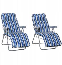 Outsunny Napozóágy acél kék Outsunny Két Terasz Napozóágy (84B-571V70BU)