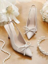 Shein LC81116 Shein Lakkozott Magassarkú Cipő Masnival Bézs (36) 37 (sx2411069038123616)