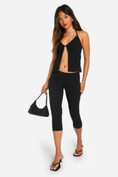 Boohoo Fekete Klasszikus 3/4-ES Nadrág Halásznadrág Sima Elasztikus Boohoo 40