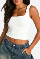 Boohoo Fehér Klasszikus Rövid Sima Felső Boohoo Vállpántokkal 40-ES